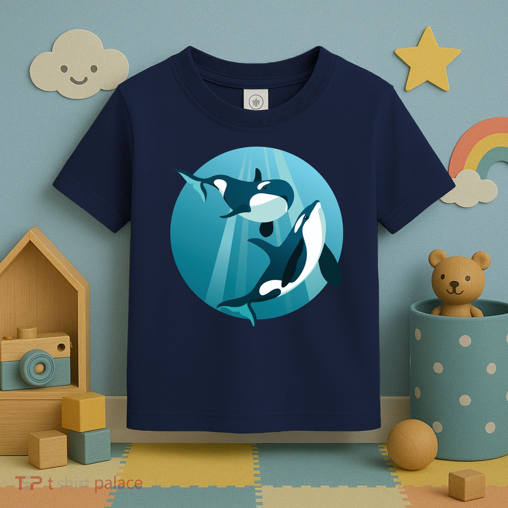 Pair Of Orcas Swimming Toddler T-Shirt