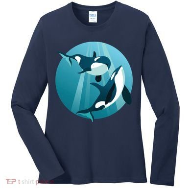 Pair Of Orcas Swimming Women's Long Sleeve Shirt