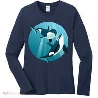 Pair Of Orcas Swimming Women's Long Sleeve Shirt thumb 0