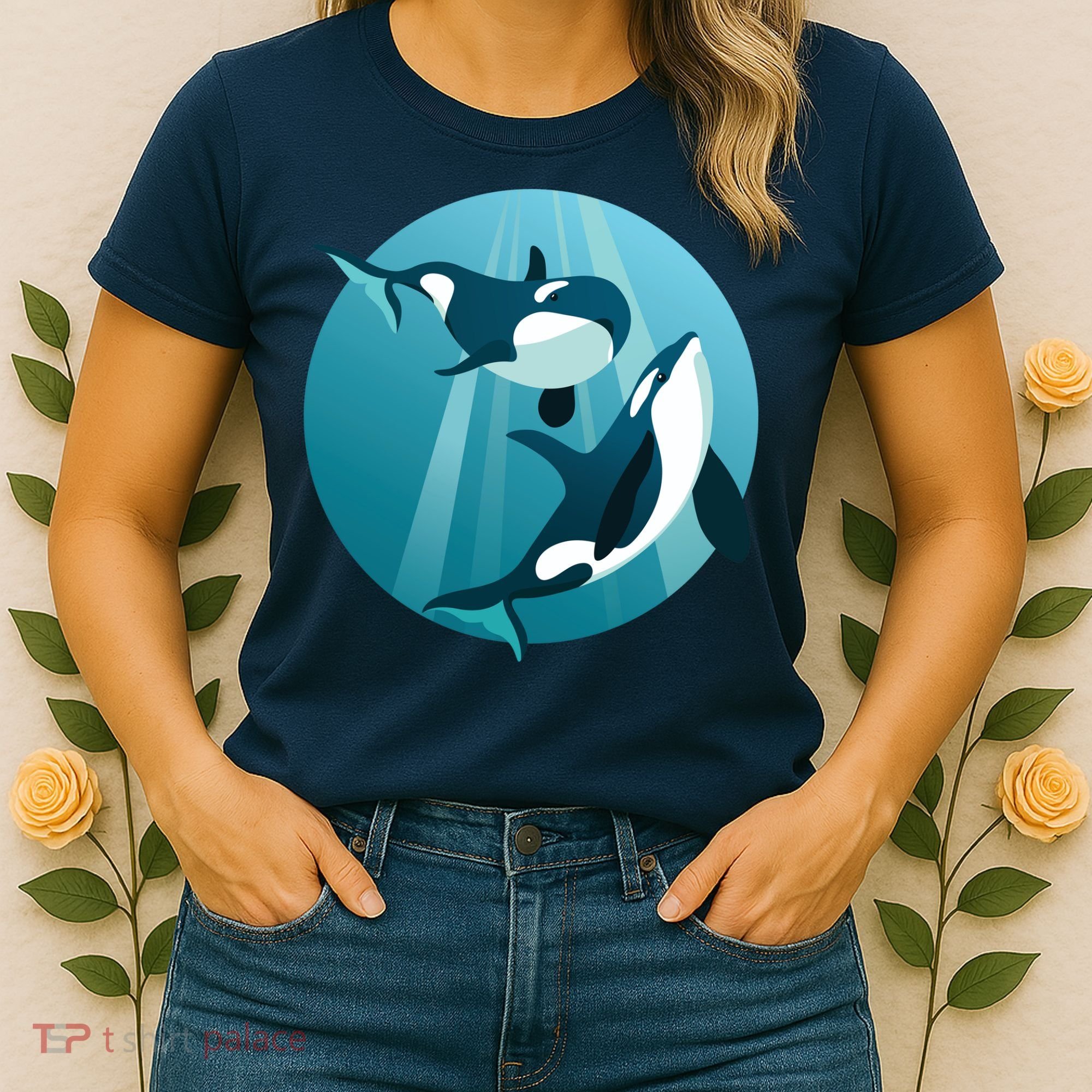 Pair Of Orcas Swimming Women's T-Shirt