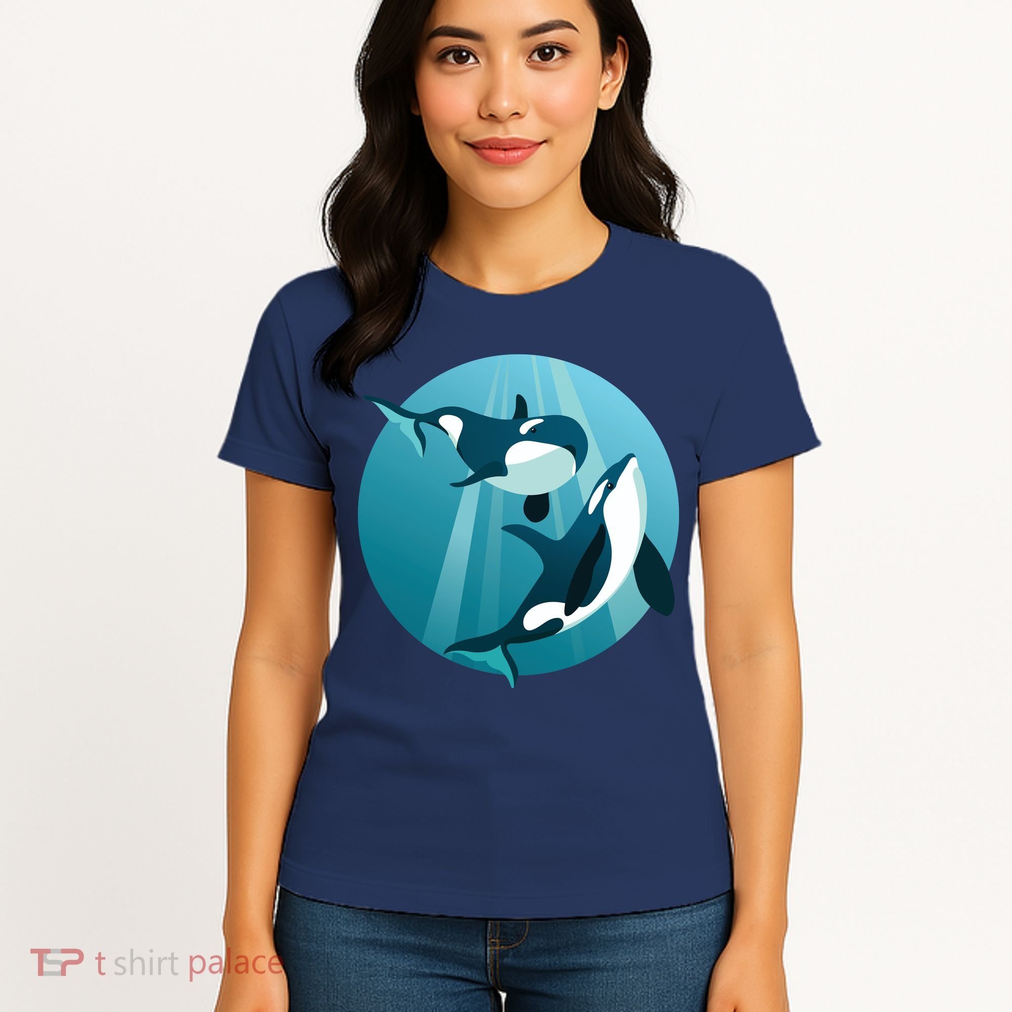 Pair Of Orcas Swimming Women's T-Shirt