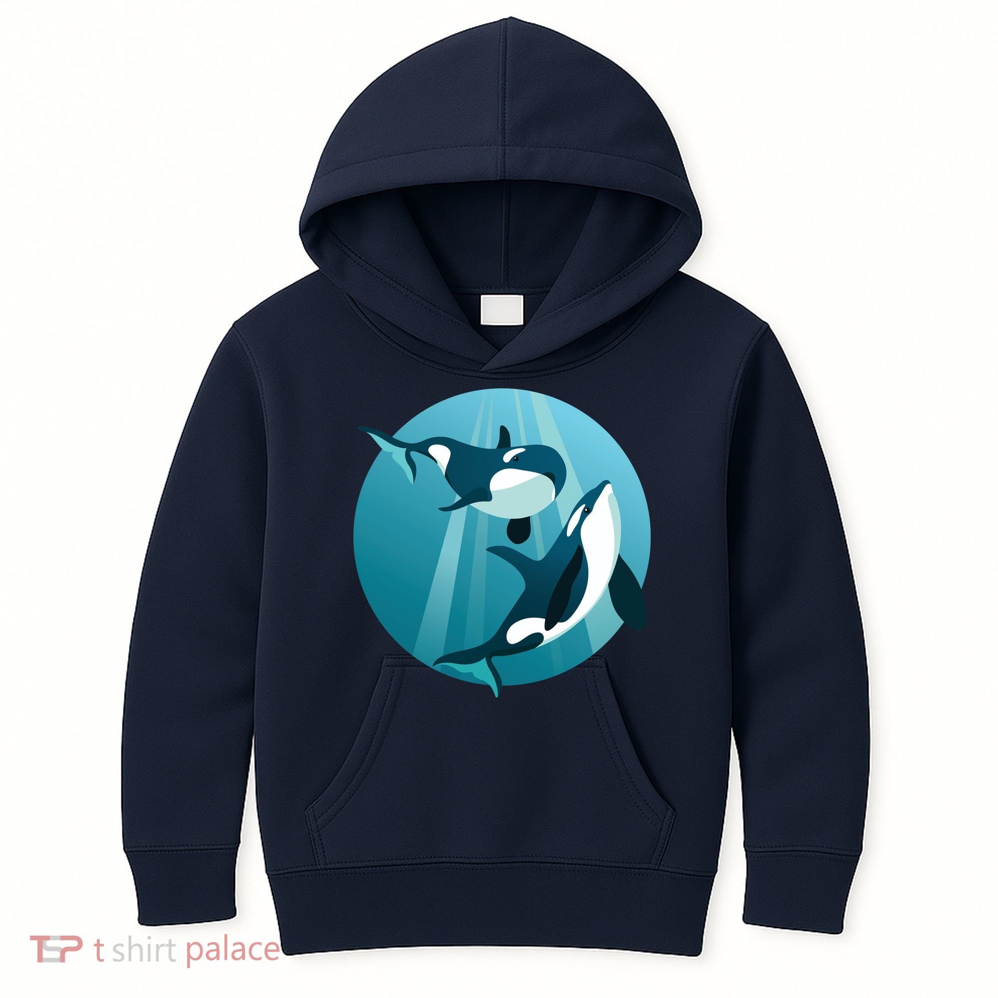 Pair Of Orcas Swimming Kids Hoodie