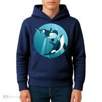Pair Of Orcas Swimming Kids Hoodie thumb 4