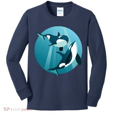 Pair Of Orcas Swimming Kids Long Sleeve Shirt