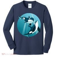 Pair Of Orcas Swimming Kids Long Sleeve Shirt thumb 0