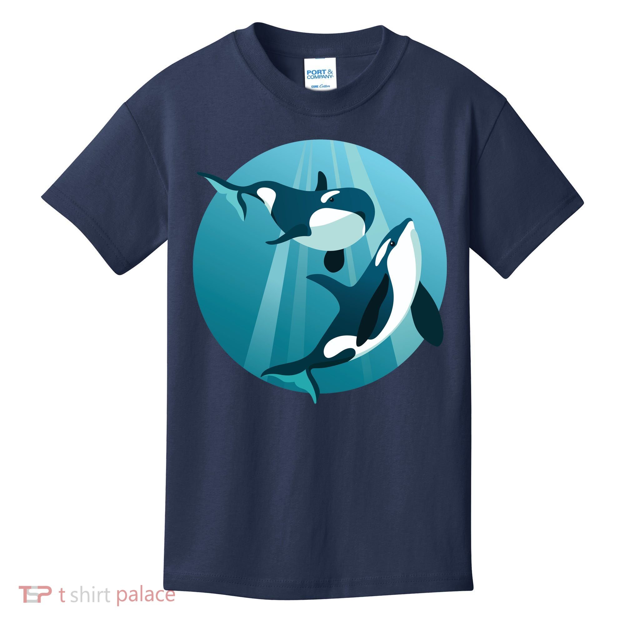 Pair Of Orcas Swimming Kids T-Shirt