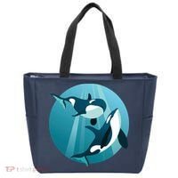 Pair Of Orcas Swimming Tote Bag thumb 0
