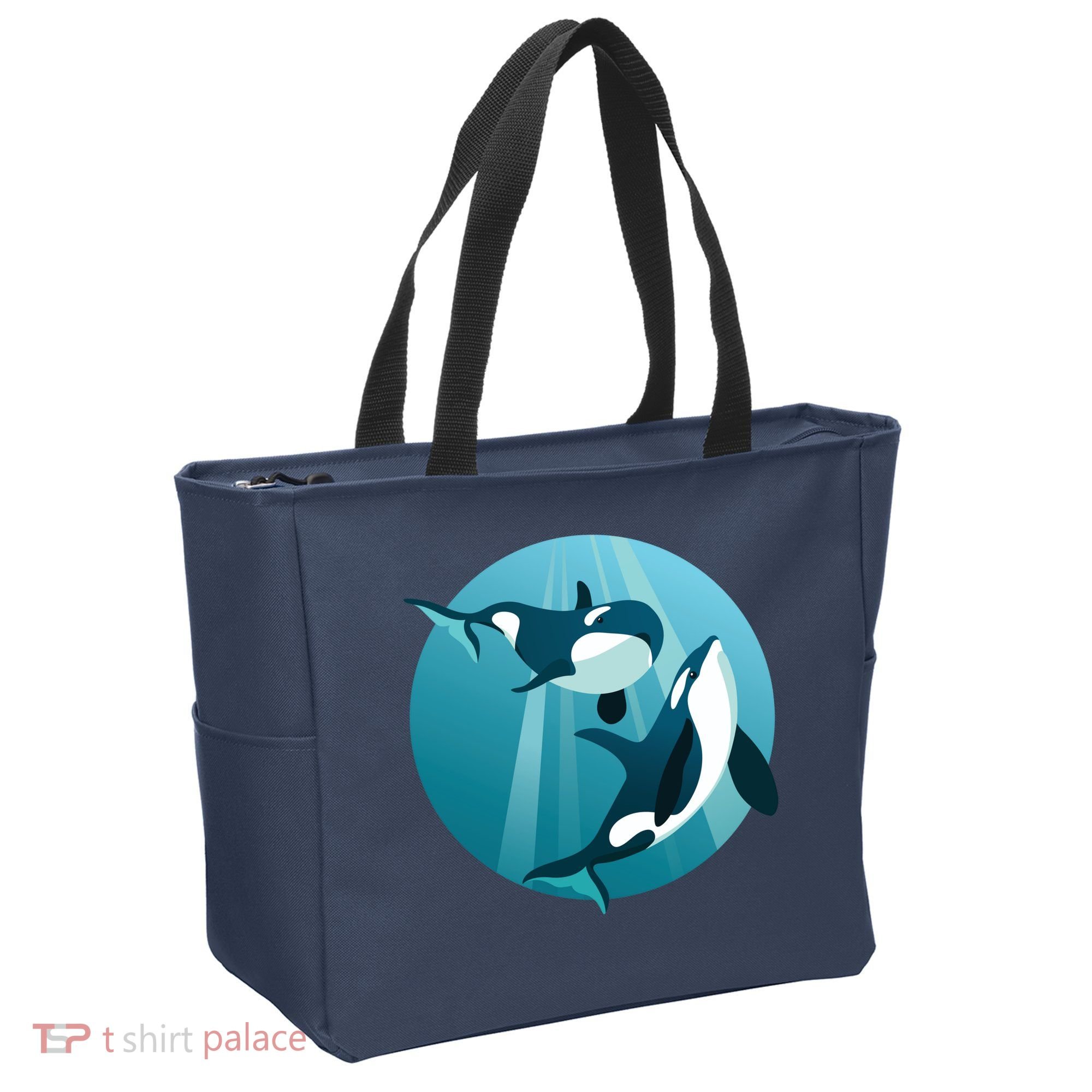 Pair Of Orcas Swimming Tote Bag