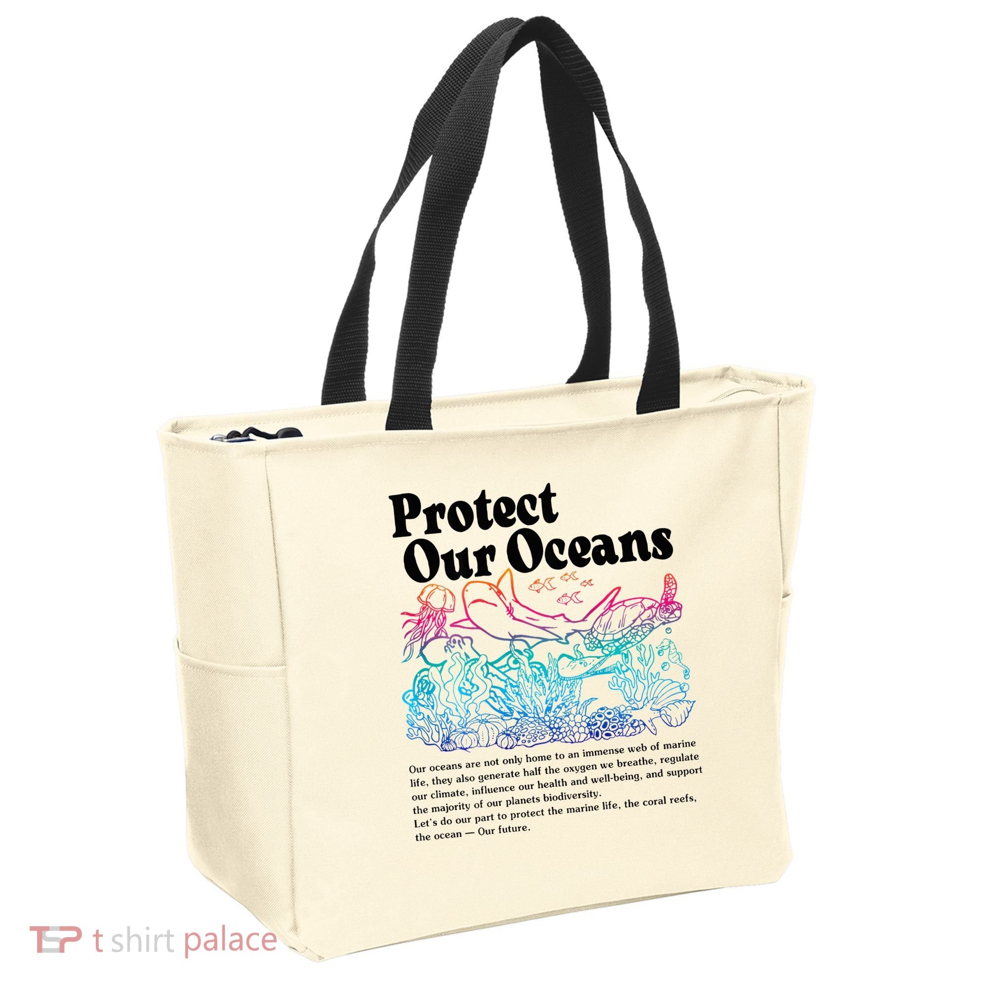 Protect Our Oceans Save Earth World Ocean Day 2024 On Back Tote Bag