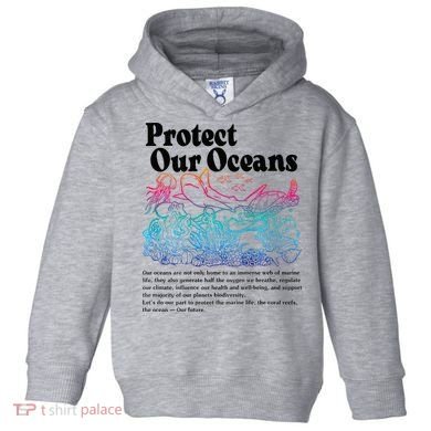 Protect Our Oceans Save Earth World Ocean Day 2024 On Back Toddler Hoodie