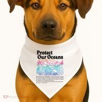 Protect Our Oceans Save Earth World Ocean Day 2024 On Back USA-Made Doggie Bandana thumb 1
