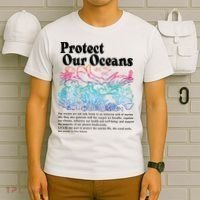 Protect Our Oceans Save Earth World Ocean Day 2024 On Back T-Shirt thumb 6
