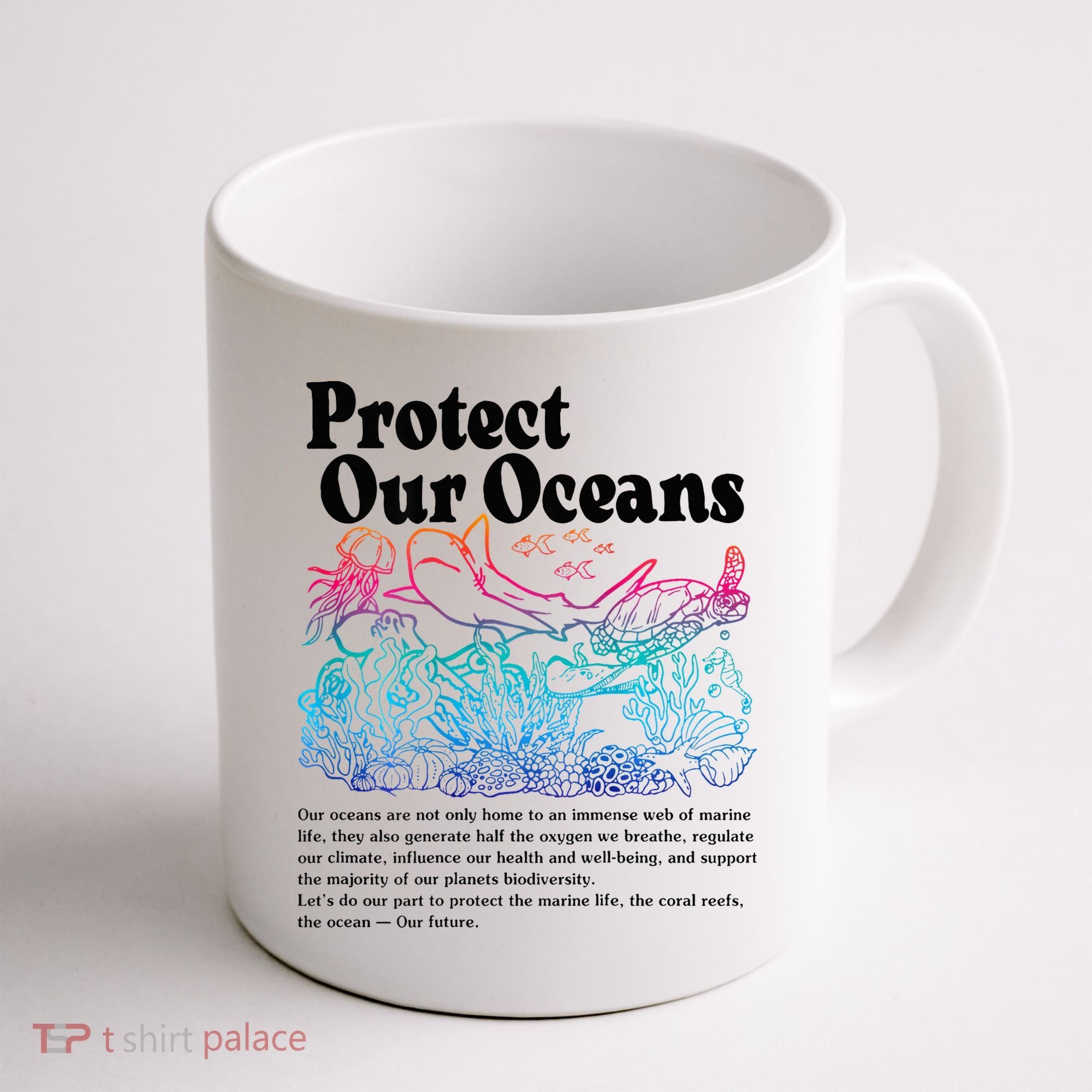 Protect Our Oceans Save Earth World Ocean Day 2024 On Back Coffee Mug