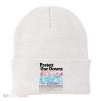 Protect Our Oceans Save Earth World Ocean Day 2024 On Back Beanie thumb 0