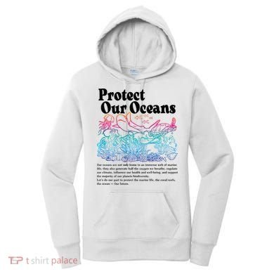 Protect Our Oceans Save Earth World Ocean Day 2024 On Back Women's Hoodie