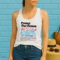 Protect Our Oceans Save Earth World Ocean Day 2024 On Back Women's Tank Top thumb 2