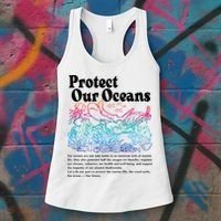 Protect Our Oceans Save Earth World Ocean Day 2024 On Back Women's Tank Top thumb 3