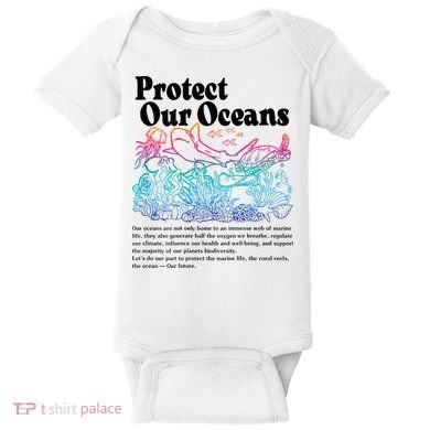 Protect Our Oceans Save Earth World Ocean Day 2024 On Back Baby Bodysuit