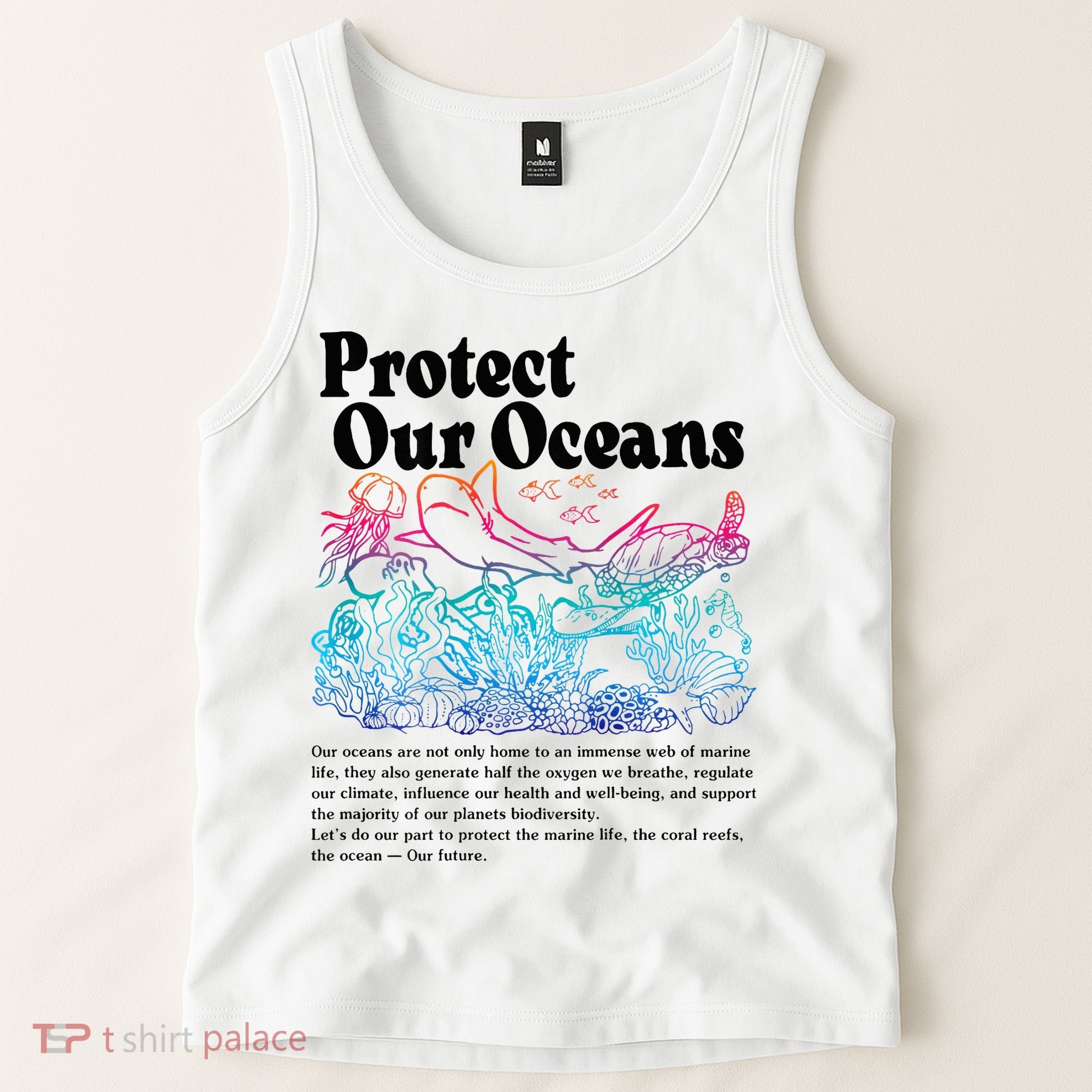 Protect Our Oceans Save Earth World Ocean Day 2024 On Back Tank Top