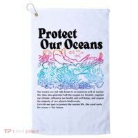 Protect Our Oceans Save Earth World Ocean Day 2024 On Back Golf Towel thumb 0
