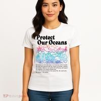 Protect Our Oceans Save Earth World Ocean Day 2024 On Back Women's T-Shirt thumb 4