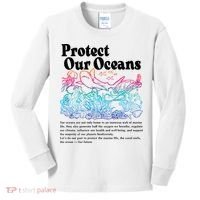 Protect Our Oceans Save Earth World Ocean Day 2024 On Back Kids Long Sleeve Shirt thumb 0