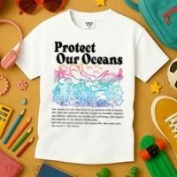Protect Our Oceans Save Earth World Ocean Day 2024 On Back Kids T-Shirt thumb 3