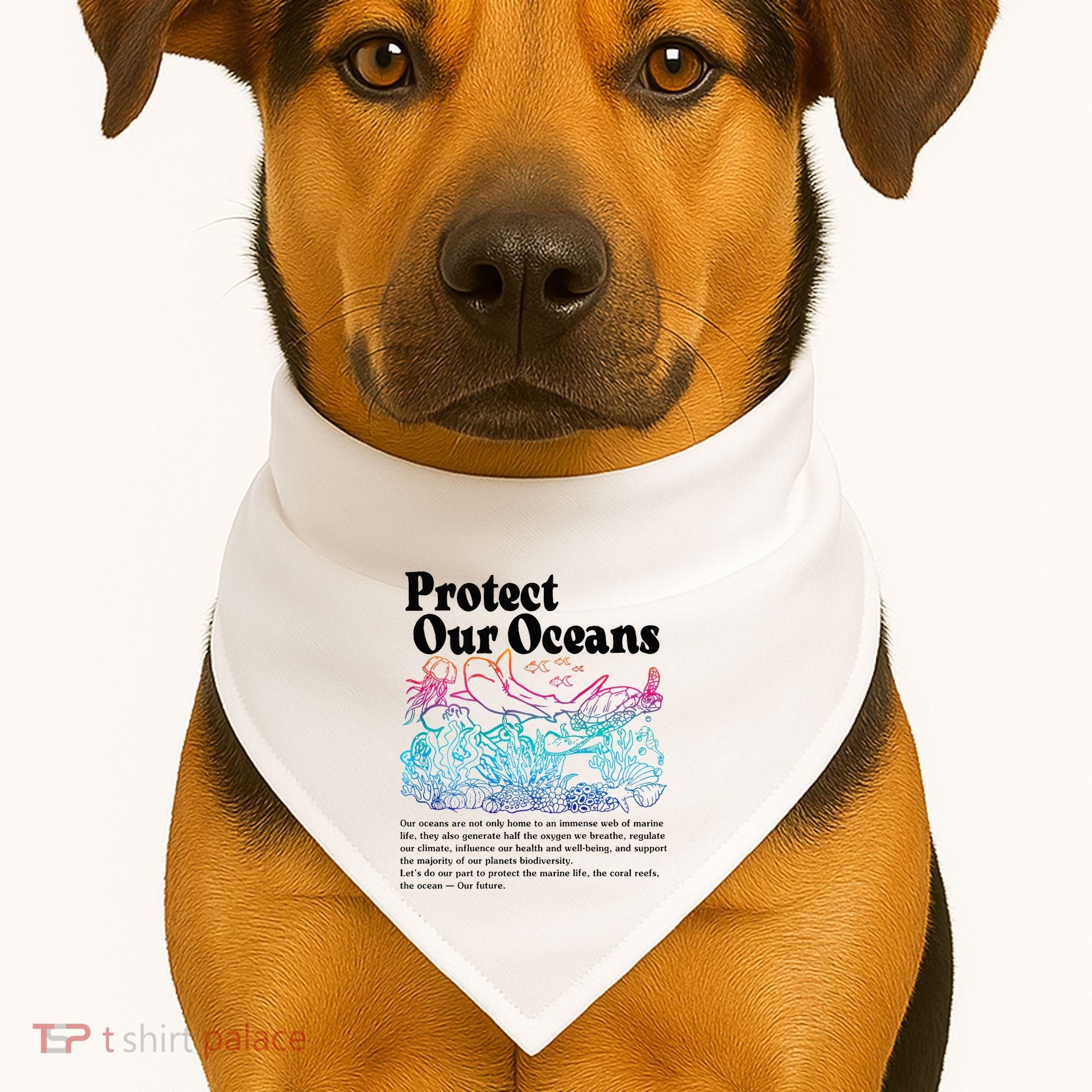 Protect Our Oceans Save Earth World Ocean Day USA-Made Doggie Bandana