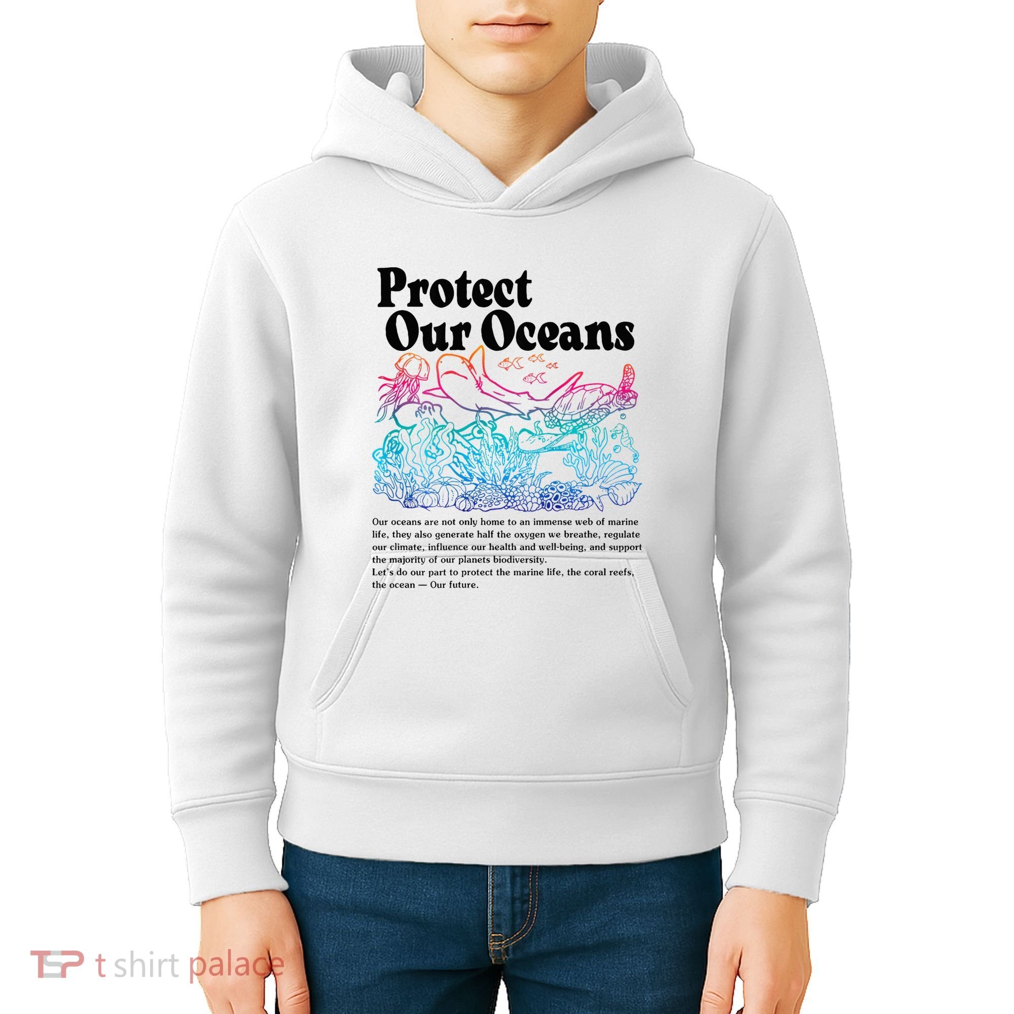 Protect Our Oceans Save Earth World Ocean Day Kids Hoodie