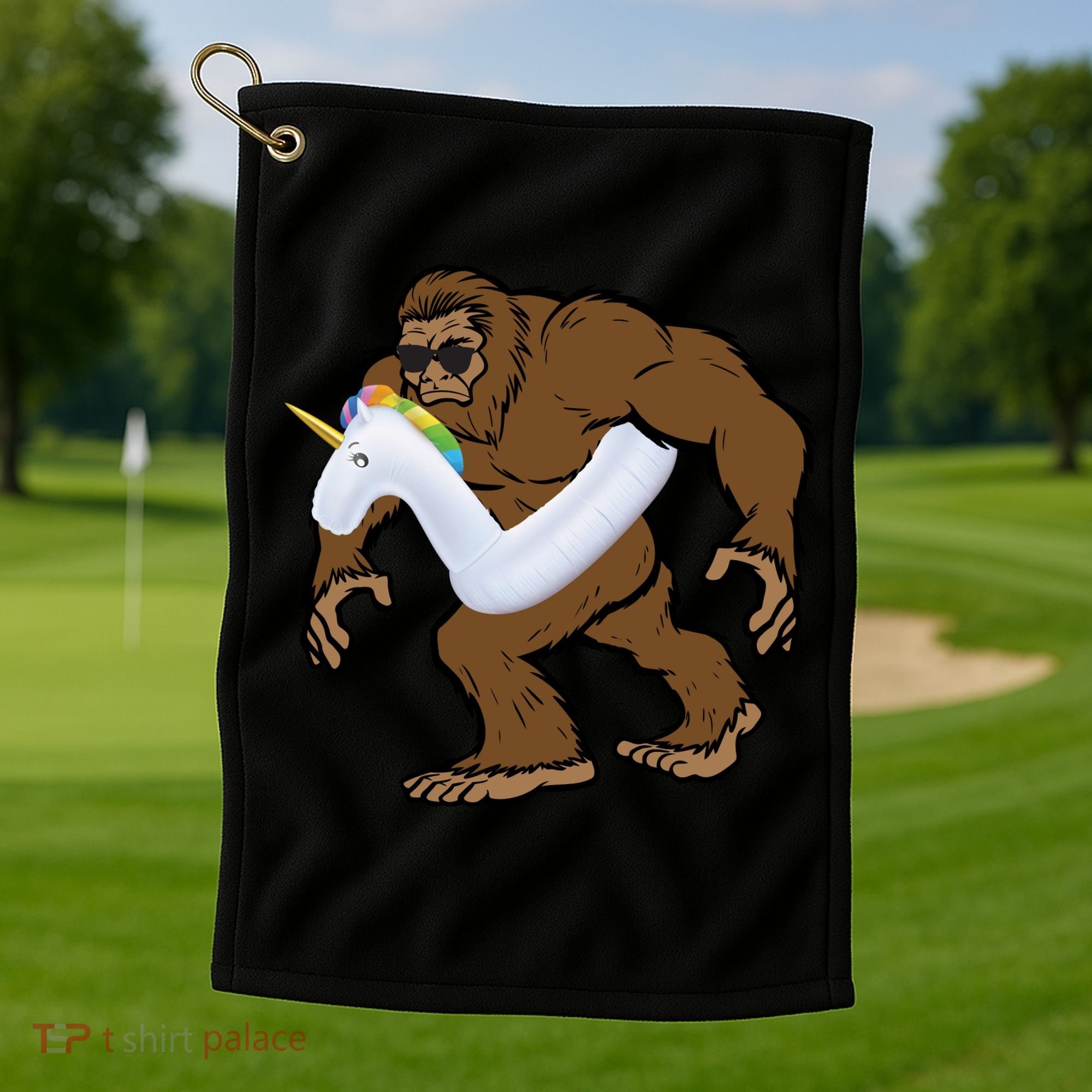 Pool Party Bigfoot Unicorn Float  Sasquatch Golf Towel
