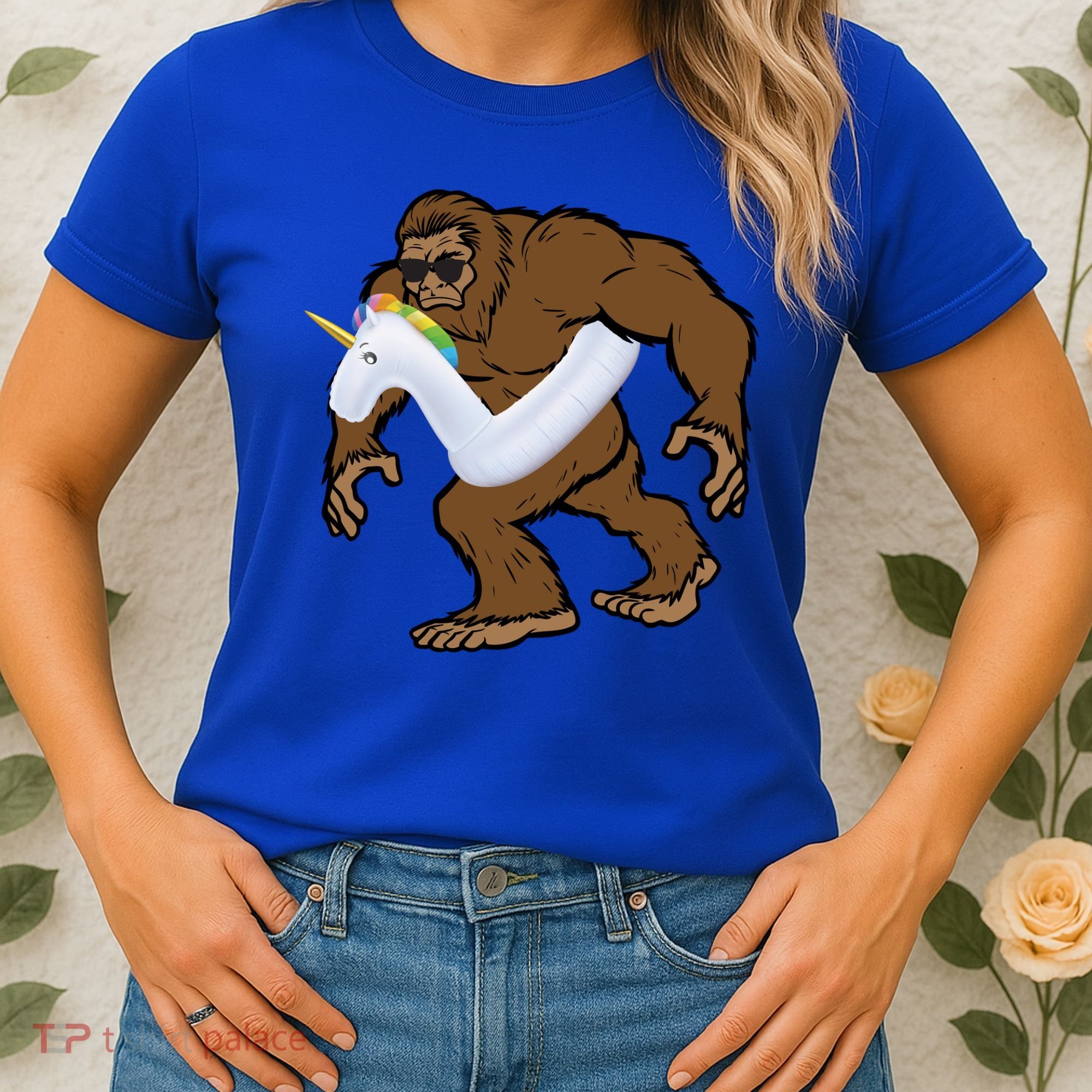 Pool Party Bigfoot Unicorn Float  Sasquatch Women's T-Shirt