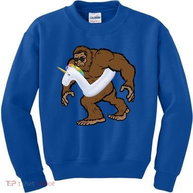 Pool Party Bigfoot Unicorn Float  Sasquatch Kids Sweatshirt