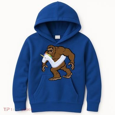 Pool Party Bigfoot Unicorn Float  Sasquatch Kids Hoodie