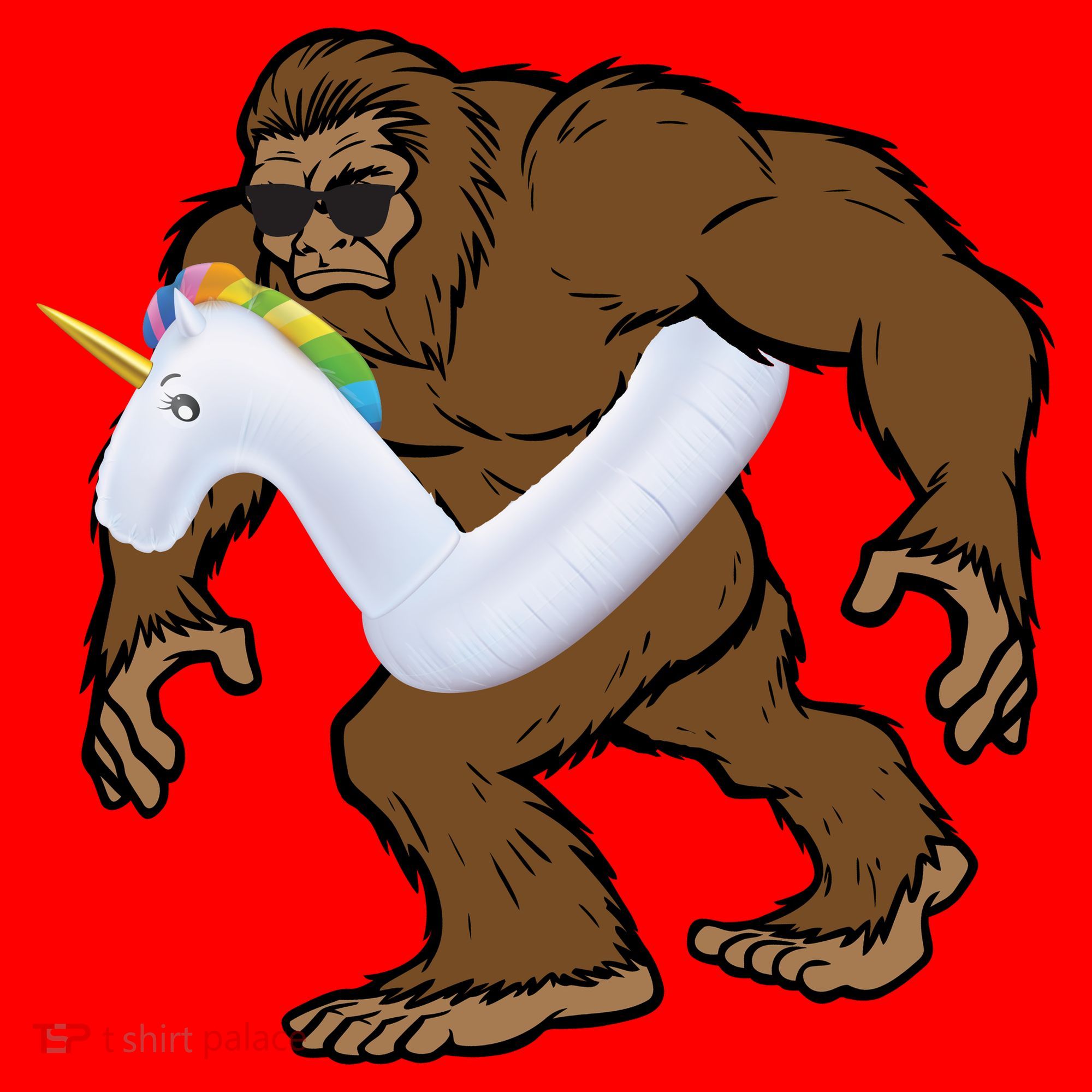 Pool Party Bigfoot Unicorn Float  Sasquatch Santa Hat
