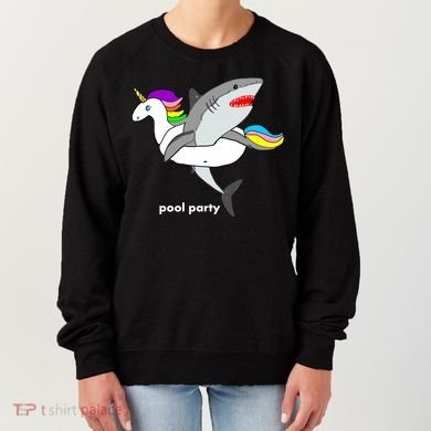 Pool Party Funny Shark in Unicorn Float Women's Sweatshirt