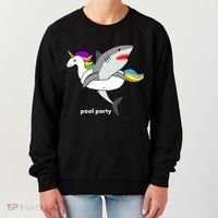 Pool Party Funny Shark in Unicorn Float Women's Sweatshirt thumb 0