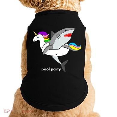 Pool Party Funny Shark in Unicorn Float Doggie Tank