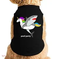Pool Party Funny Shark in Unicorn Float Doggie Tank thumb 0