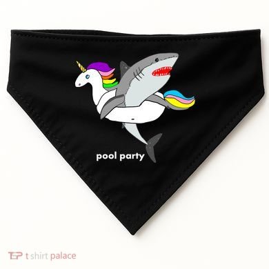Pool Party Funny Shark in Unicorn Float USA-Made Doggie Bandana