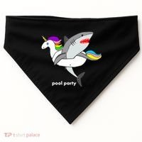 Pool Party Funny Shark in Unicorn Float USA-Made Doggie Bandana thumb 0