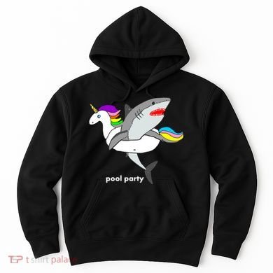 Pool Party Funny Shark in Unicorn Float Hoodie