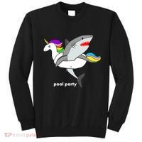 Pool Party Funny Shark in Unicorn Float Sweatshirt thumb 0