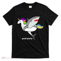 Pool Party Funny Shark in Unicorn Float T-Shirt thumb 0