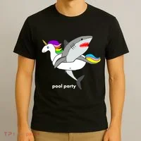 Pool Party Funny Shark in Unicorn Float T-Shirt thumb 3