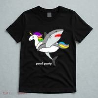 Pool Party Funny Shark in Unicorn Float T-Shirt thumb 5