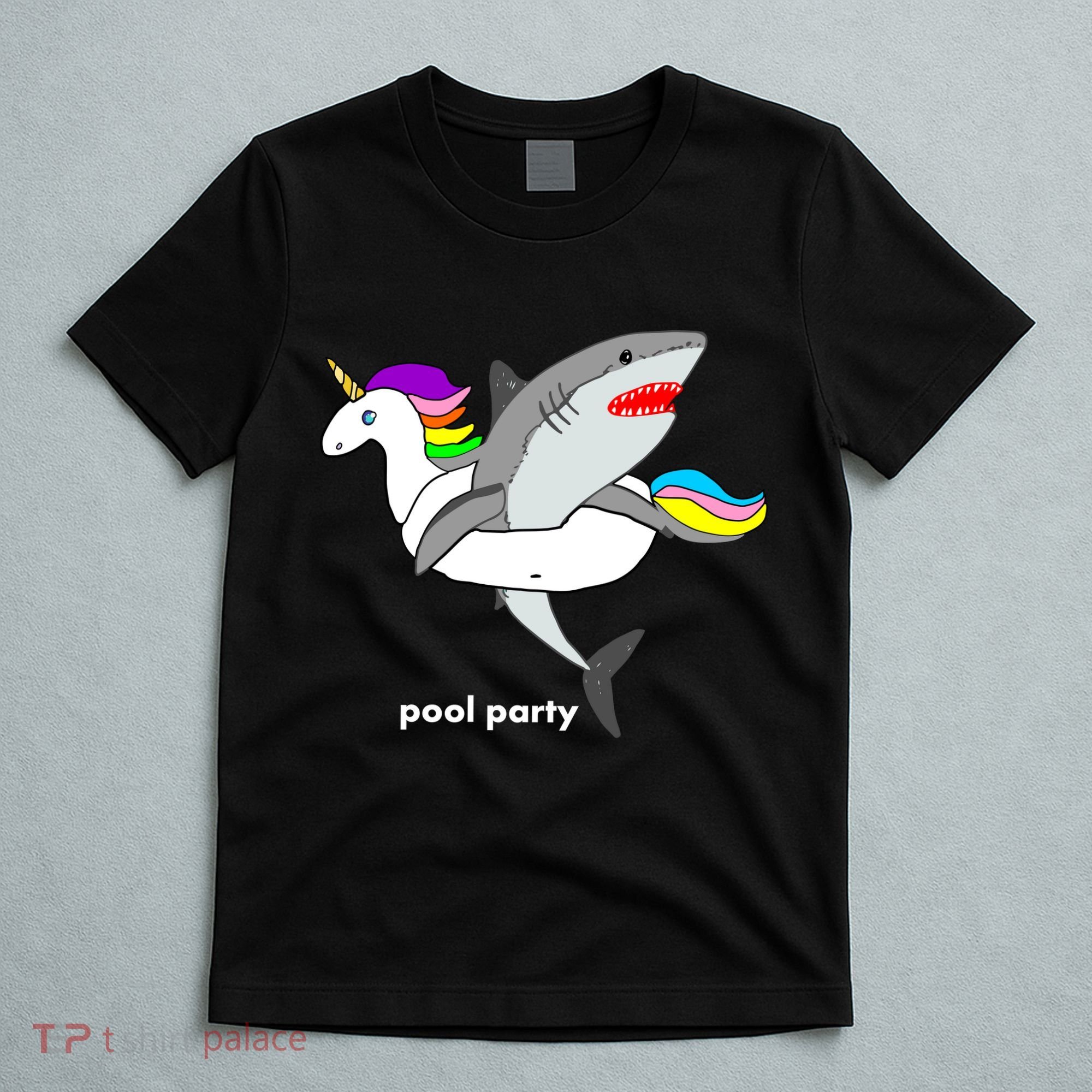 Pool Party Funny Shark in Unicorn Float T-Shirt