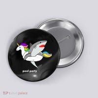 Pool Party Funny Shark in Unicorn Float Button thumb 0