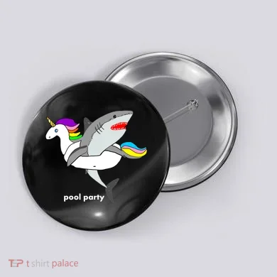 Pool Party Funny Shark in Unicorn Float Button