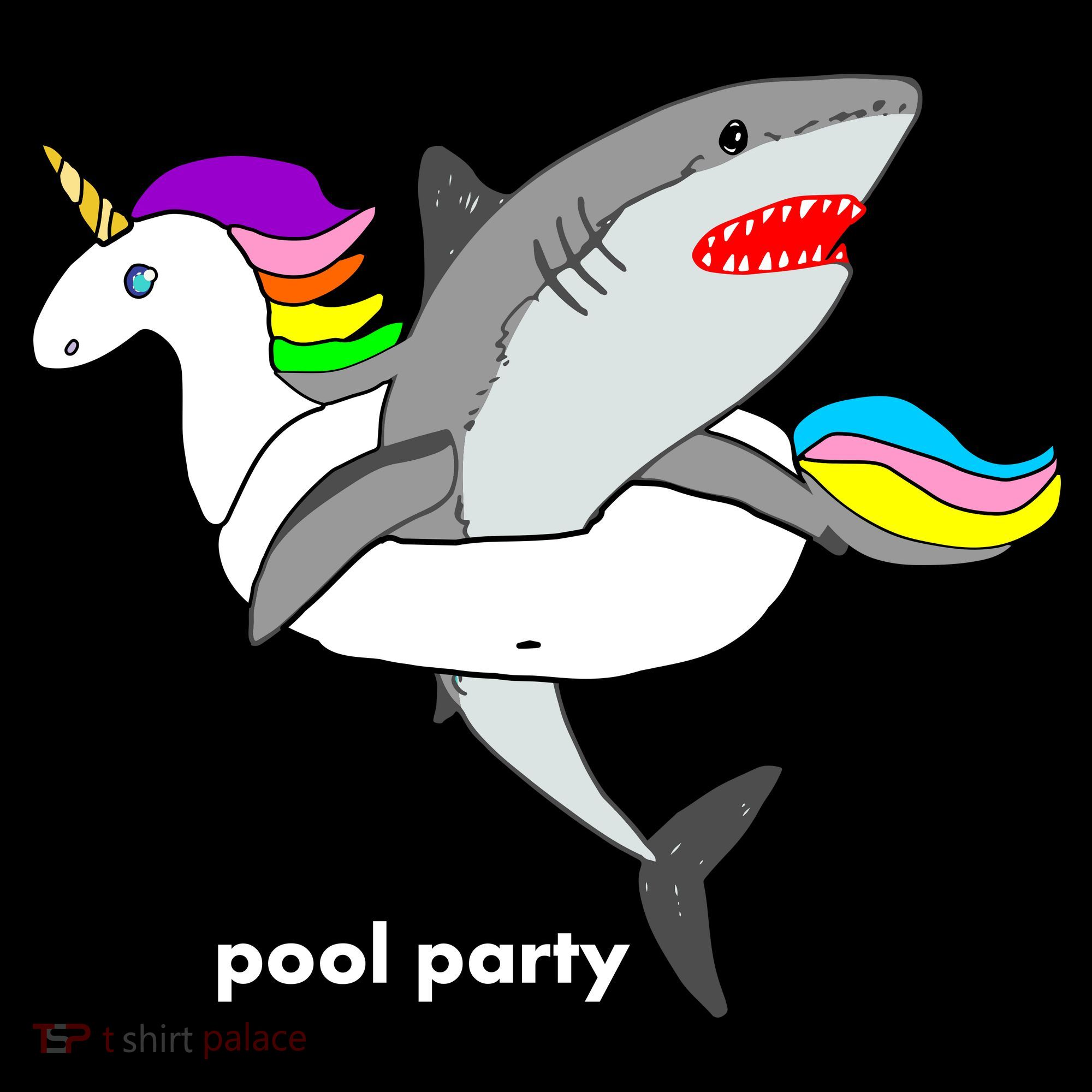 Pool Party Funny Shark in Unicorn Float Button