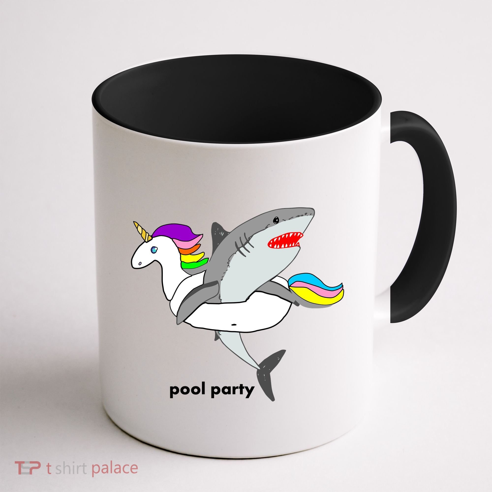 Pool Party Funny Shark in Unicorn Float Coffee Mug